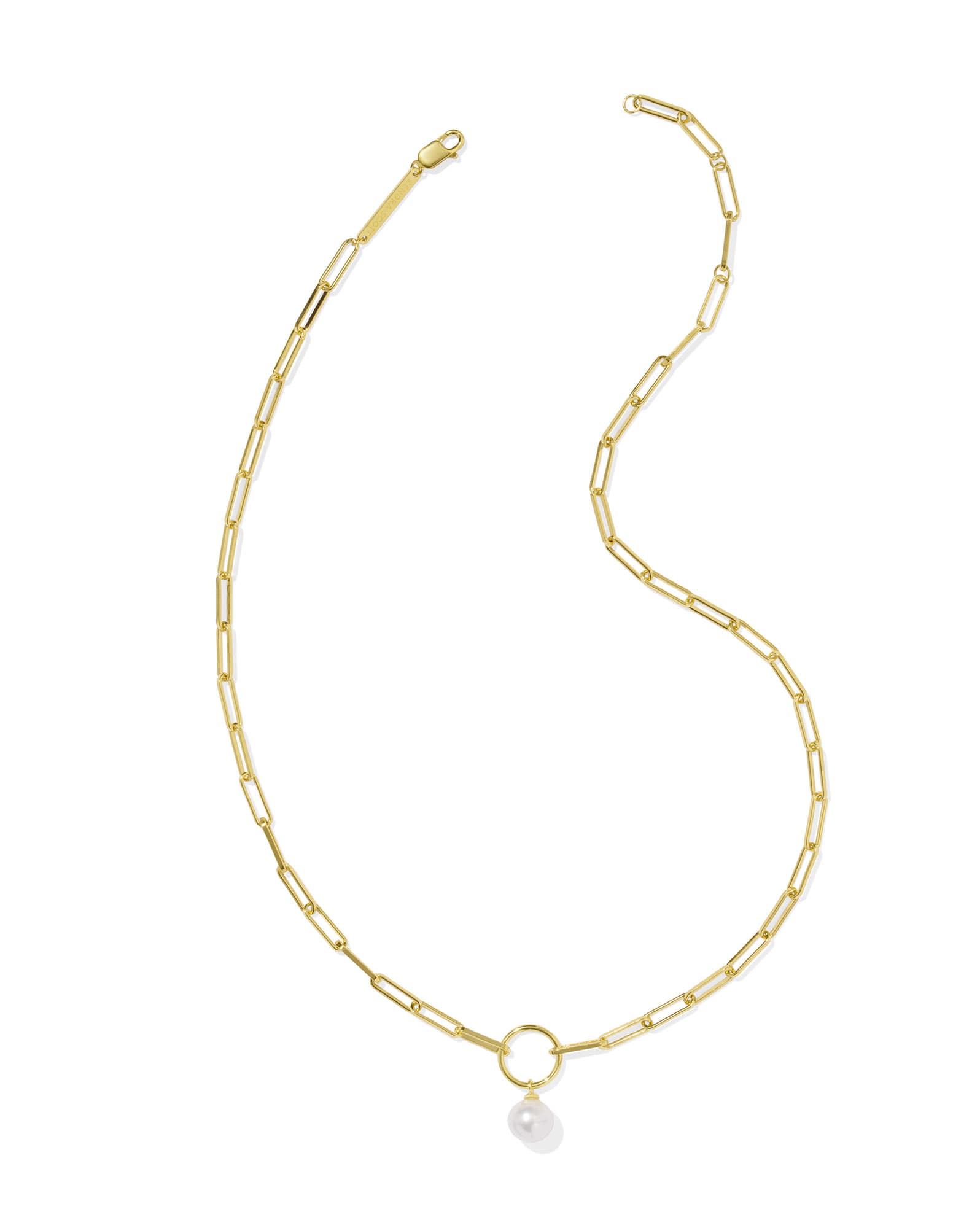 Jessica 18k Gold Vermeil Paperclip Necklace in Freshwater Cultured